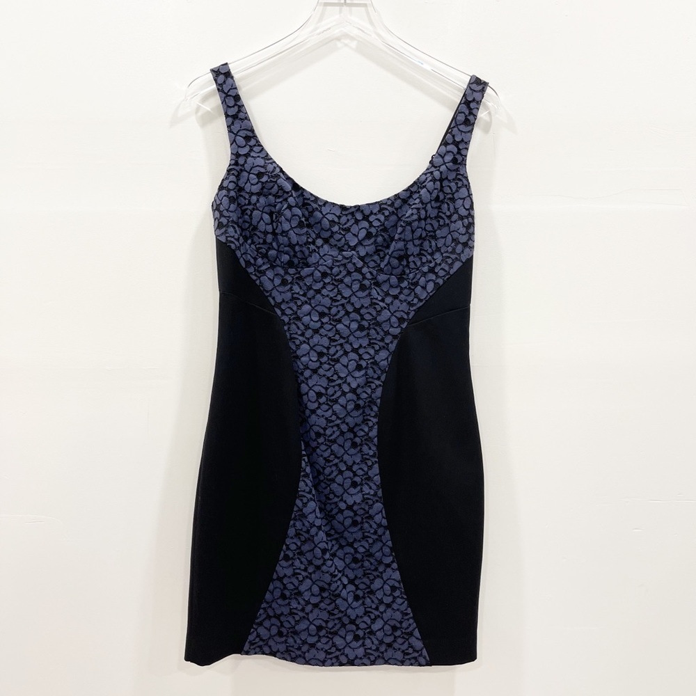 Black Halo Blue Lace Panel Boustier Mini Dress 10